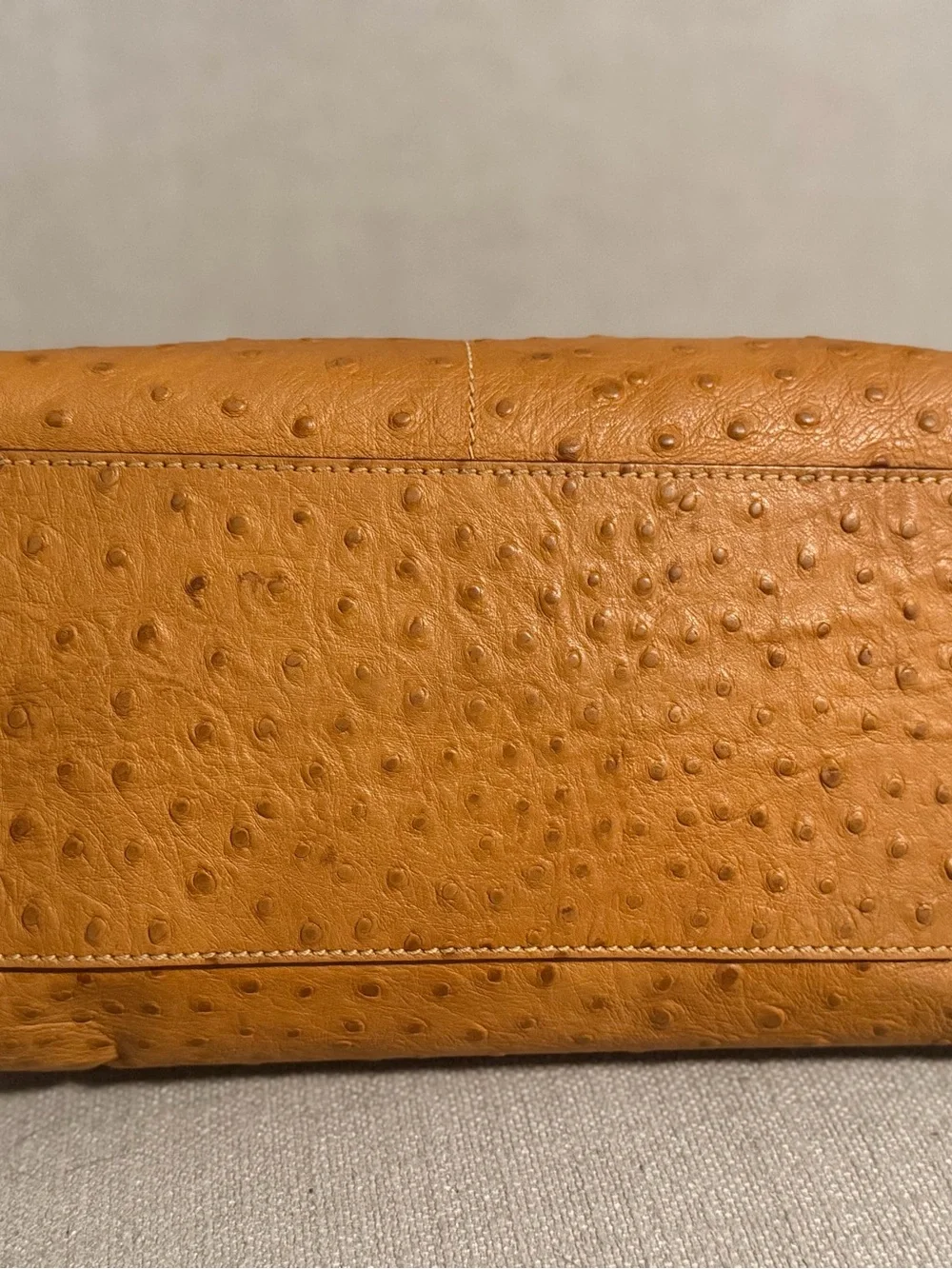 Dooney & Bourke Tan Ostrich-Embossed Leather Shoulder Bag